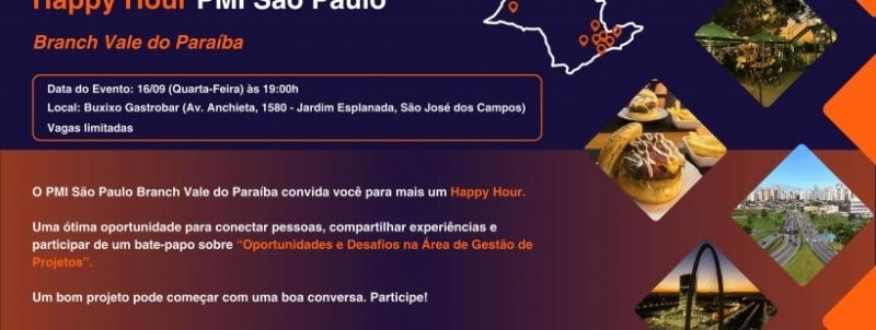 Evento: Happy Hour e 28 Anos do PMI São Paulo| Branch Vale do Paraíba