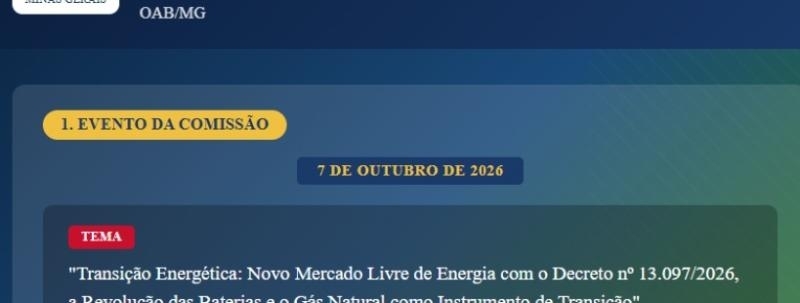 Evento: Comissão de Direito de Energia da OAB/MG - Transição Energética