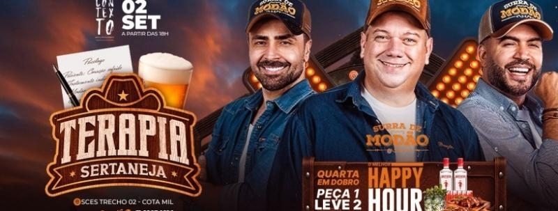 Evento: Terapia Sertaneja + Cardápio em Dobro na Varanda do Contexto | 02.09