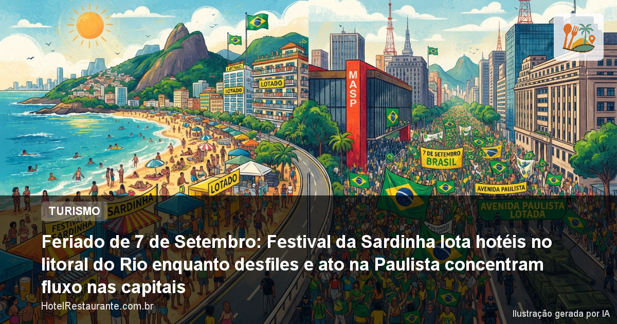 Feriado de 7 de Setembro: Festival da Sardinha lota hotéis no litoral do Rio enquanto desfiles e ato na Paulista concentram fluxo nas capitais